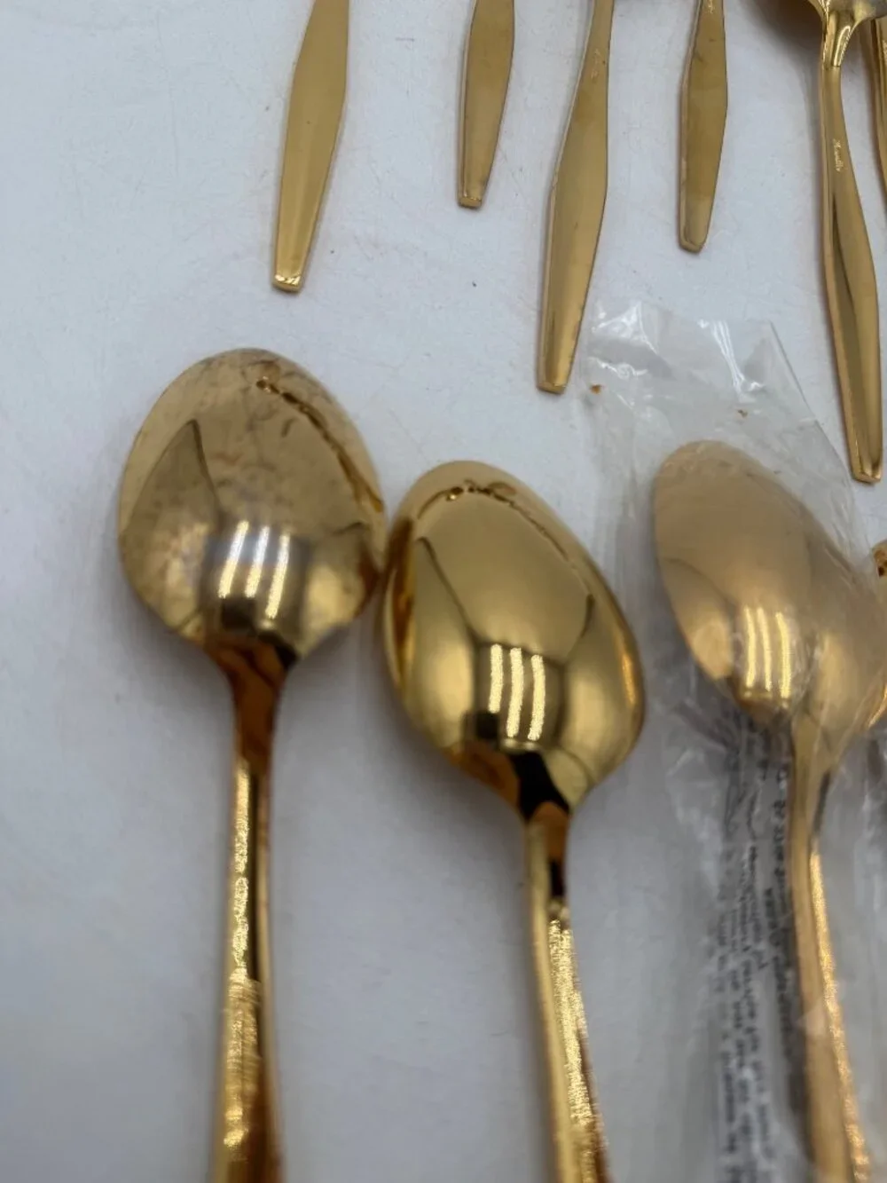 Florentine Gold Plated Textured Handle Dinner Spoons Set Of 16 MCM Flatware